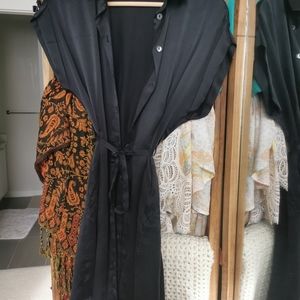 Professional button up black dress.